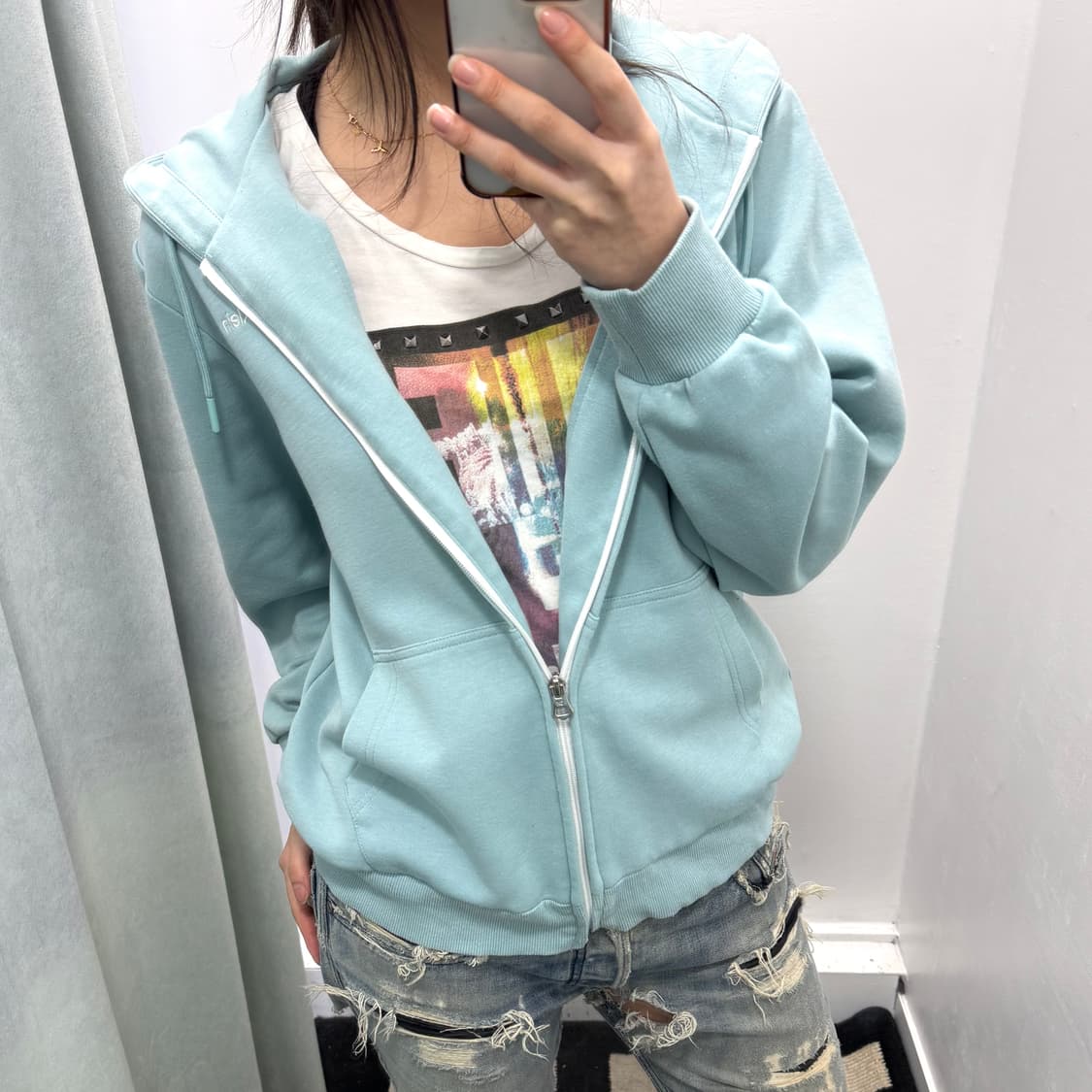 캘빈클라인 하늘색 후드집업 상품이미지1