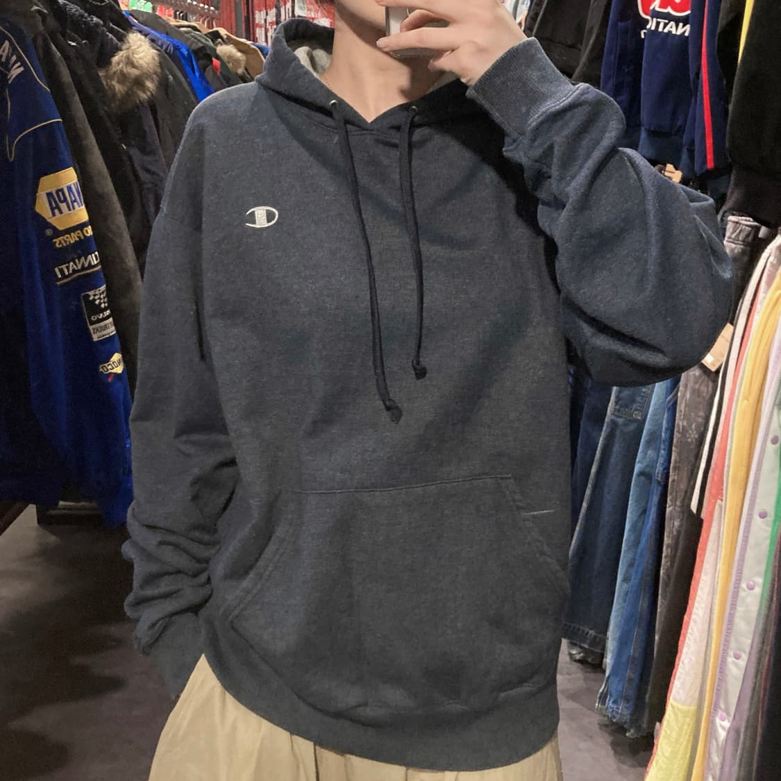 [IM] Champion 챔피온 로고 후드티 네이비 상품이미지2