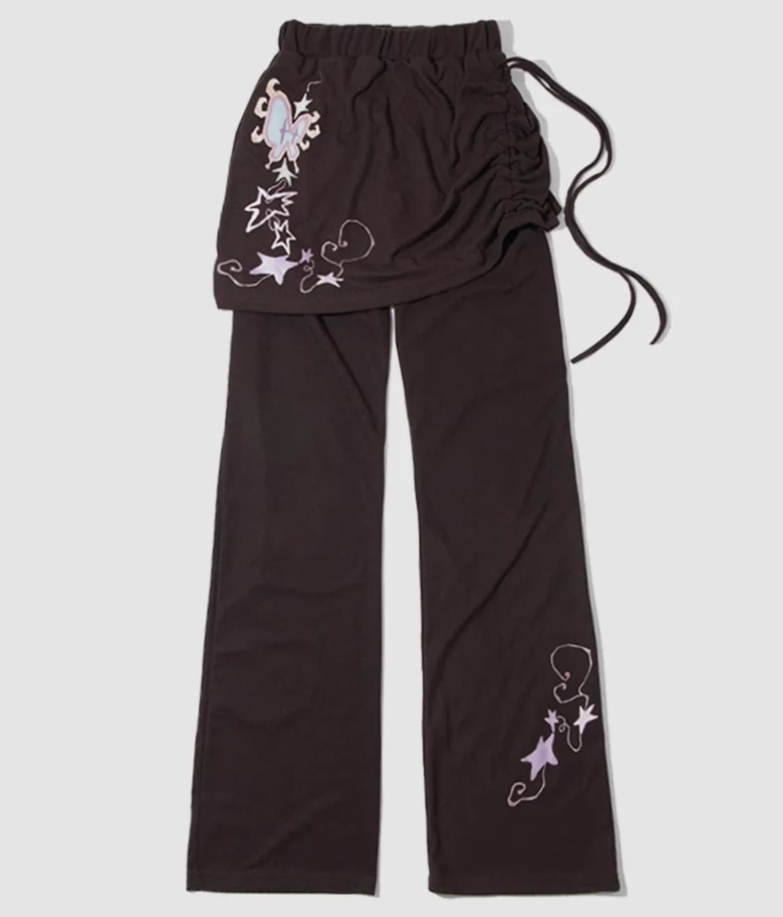 플레이스 스튜디오 x 지꾸 스트링 와이드 랩 레이어드 스커트 밴딩 팬츠 상품이미지1