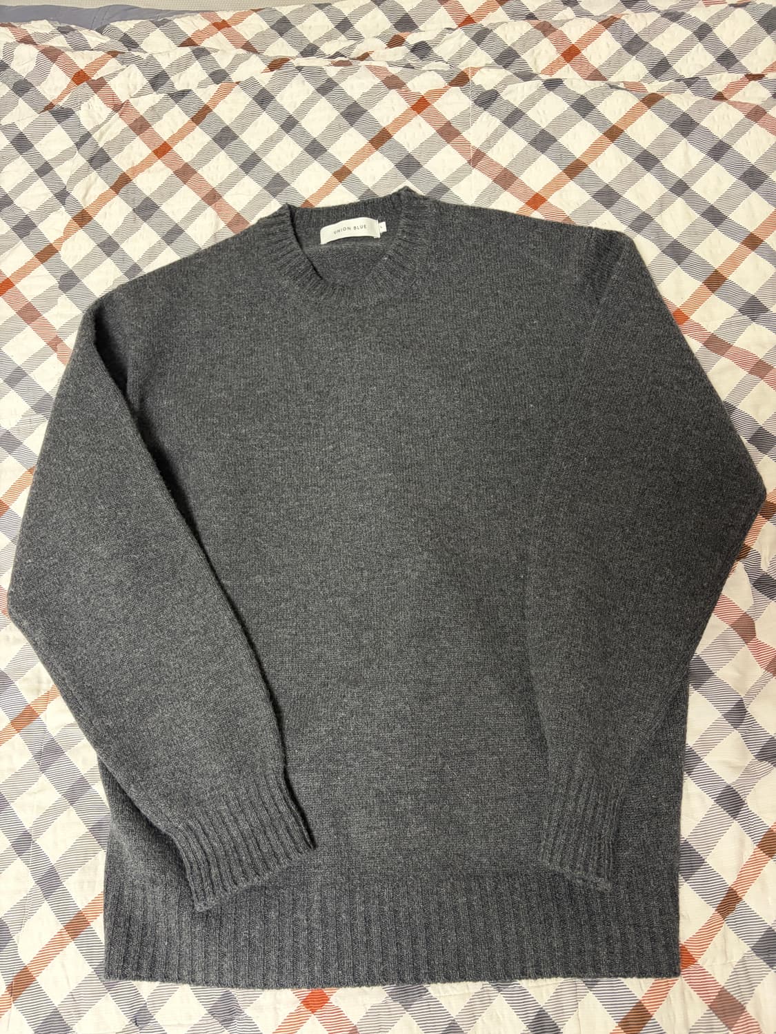 유니온블루 V2 캐시미어 울 크루넥 니트 차콜 L사이즈 상품이미지2