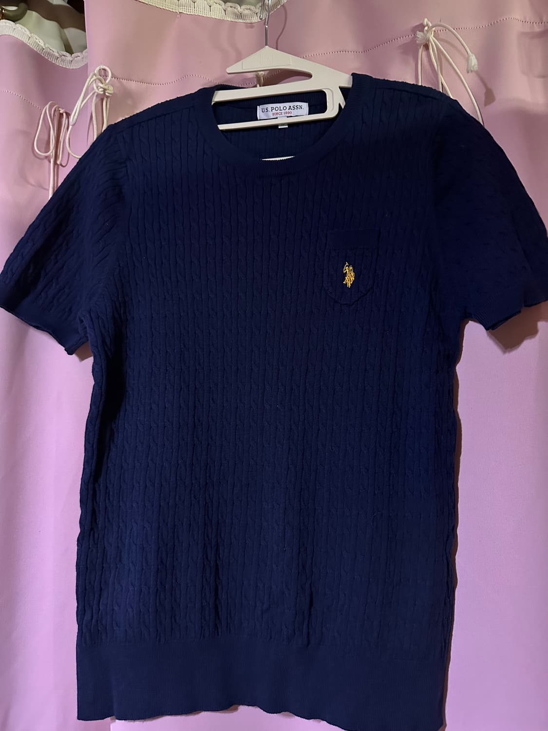유에스 폴로 에센 니트 폴로니트 폴로엠사이즈 네이비 니트 반팔 상품이미지1