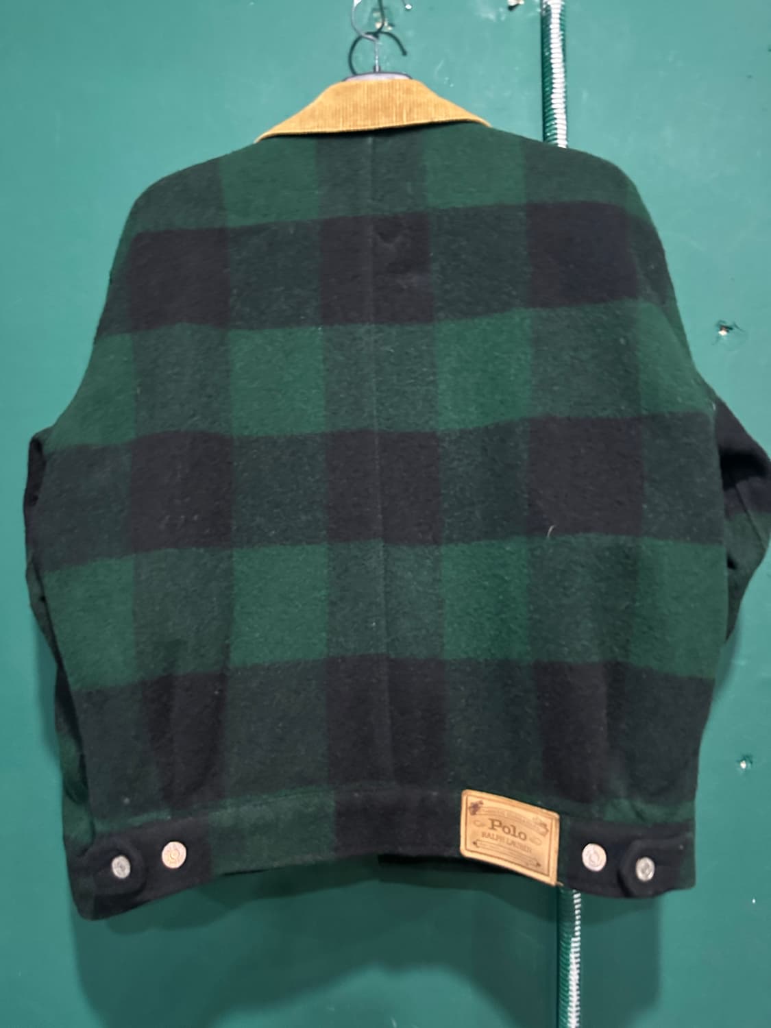 90s 폴로 덩가리 그린체크 코듀로이카라100-105 상품이미지3