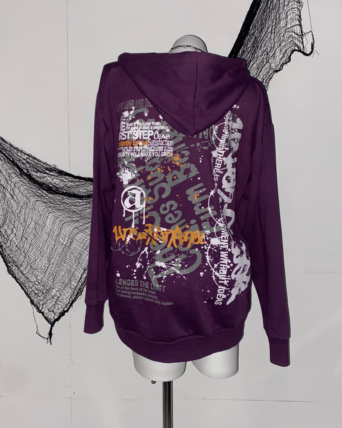 ꒰ঌ 펑크 고딕 레터링 퍼플 후드집업 ໒꒱ 상품이미지2