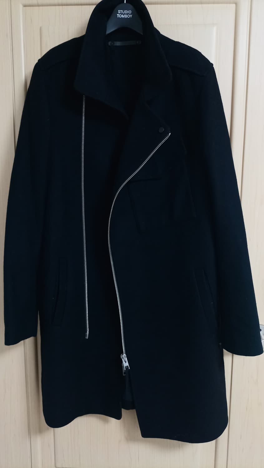 ALLSAINTS 울 코트 블랙 사선 지퍼 상품이미지2