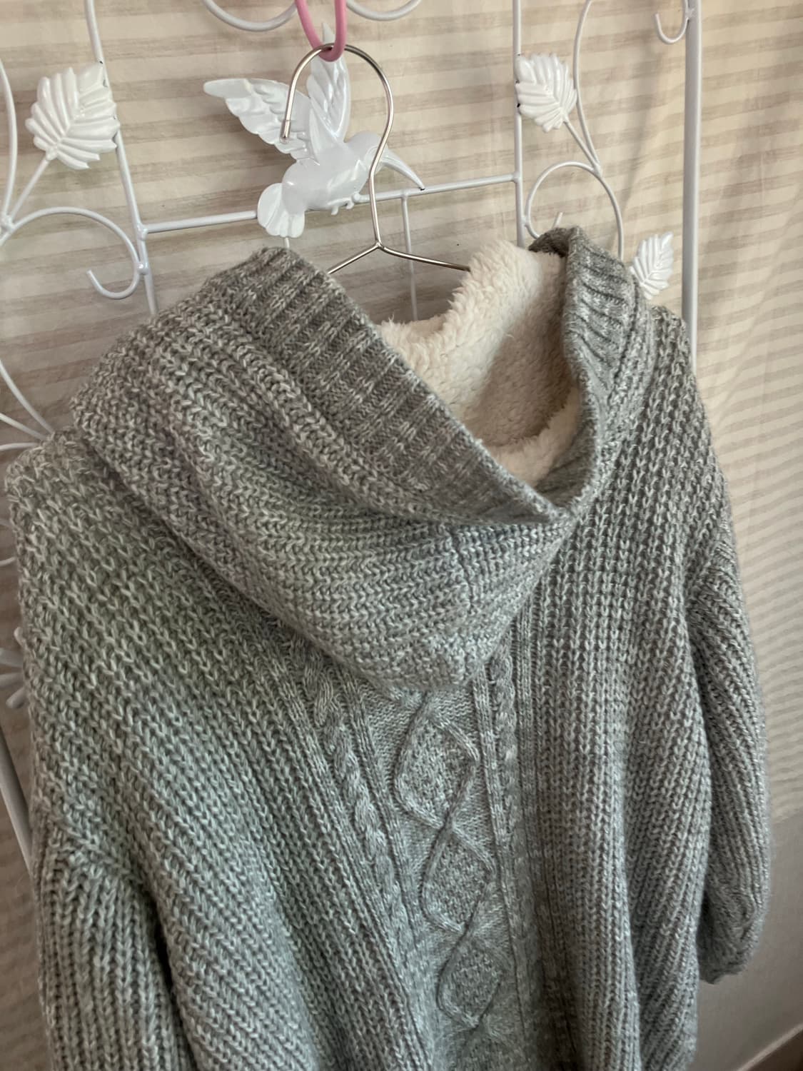 빈티지 그레이 후드 기모 니트 y2k 스트릿 갸루 펑키 일본빈티지 상품이미지4