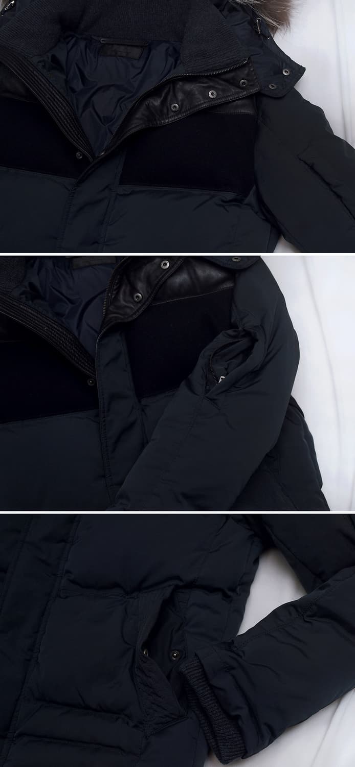 타임옴므 양가죽 울캐시미어 폭스퍼 구스다운 숏패딩 (100) 상품이미지8