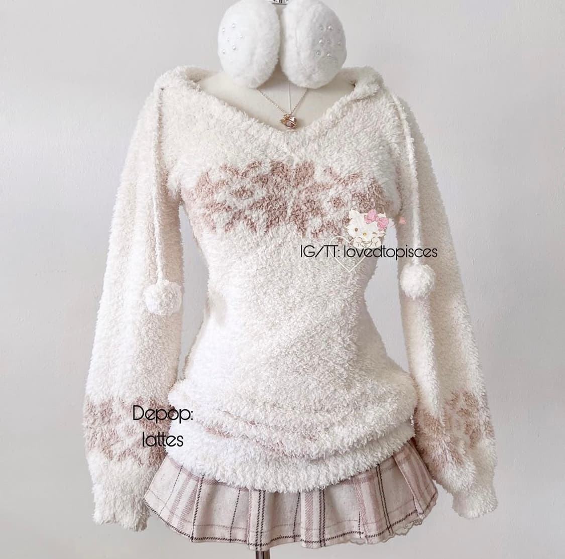 리즈리사 초코 노르딕 폼폼 니트 원피스 오네히메갸루 라떼갸루 빈티지 상품이미지1