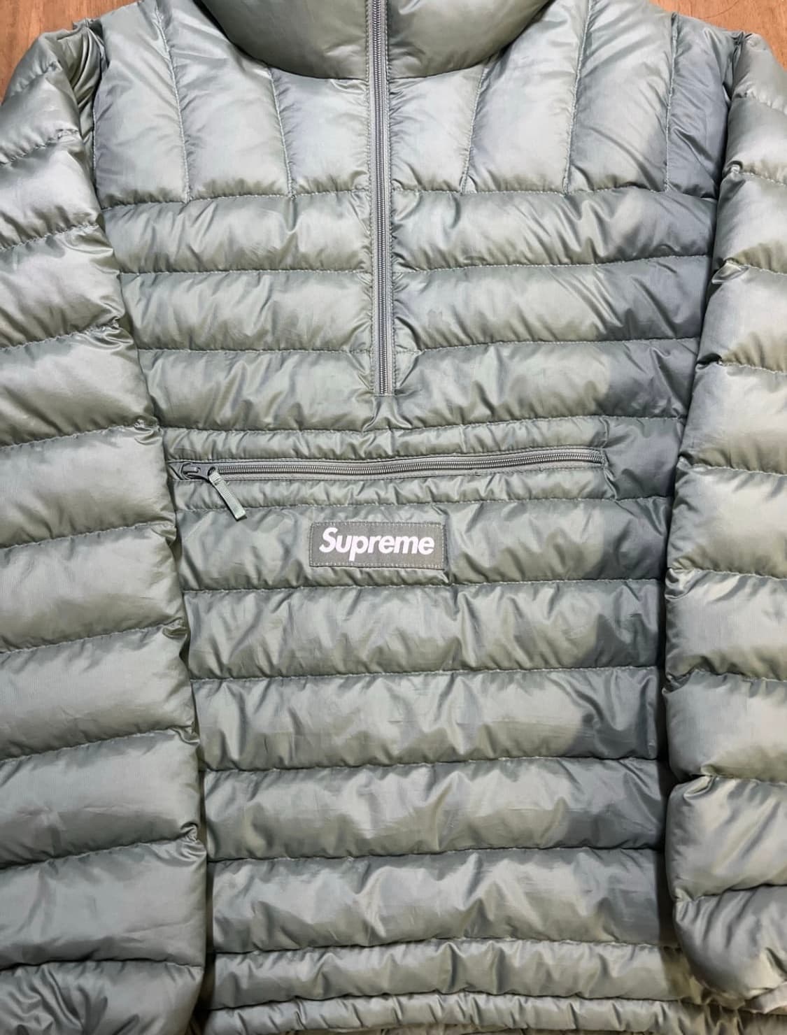 [L] 슈프림 마이크로 다운 하프 풀오버 경량패딩 올리브 상품이미지4