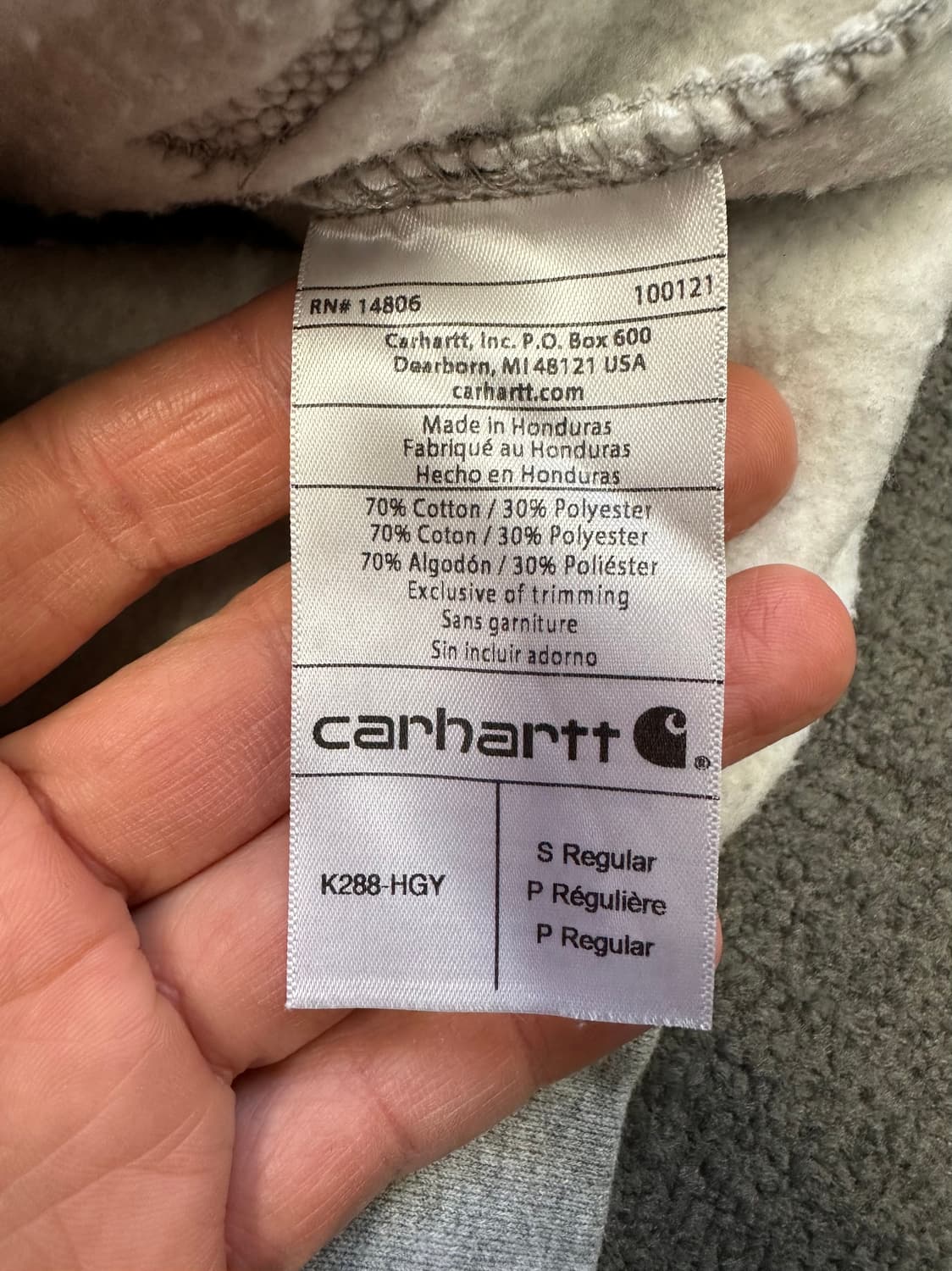 칼하트 회색 후드티 S 상품이미지4