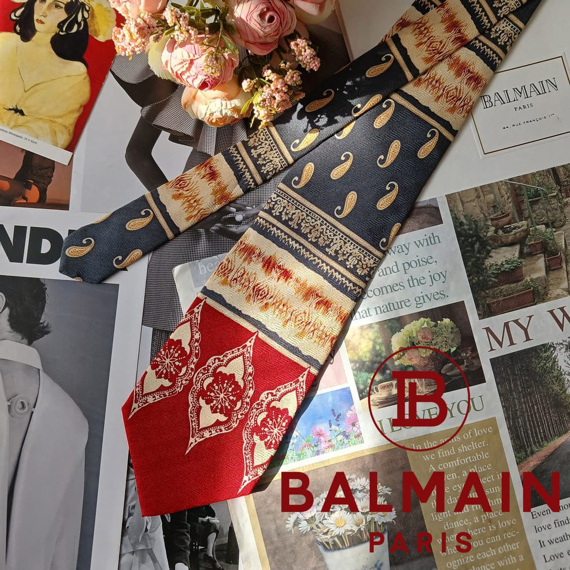 피에르 발망 실크 페이즐리 패턴 넥타이 9.6cm A+등급 A19702
 상품이미지2