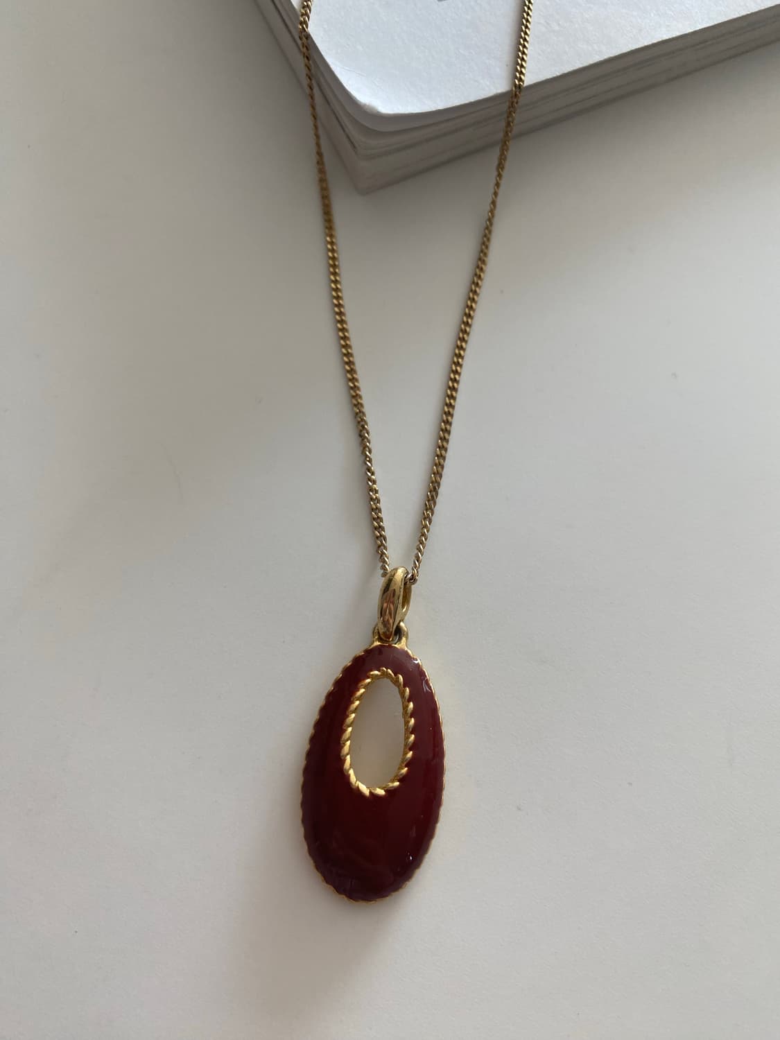 골드 체인 버건디 펜던트 목걸이  c est bien (sr) 상품이미지3