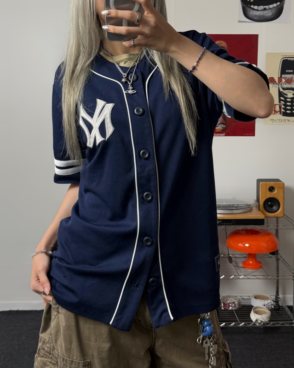 MLB 00s 뉴욕 양키즈 베이스볼 네이비 져지 상품이미지2