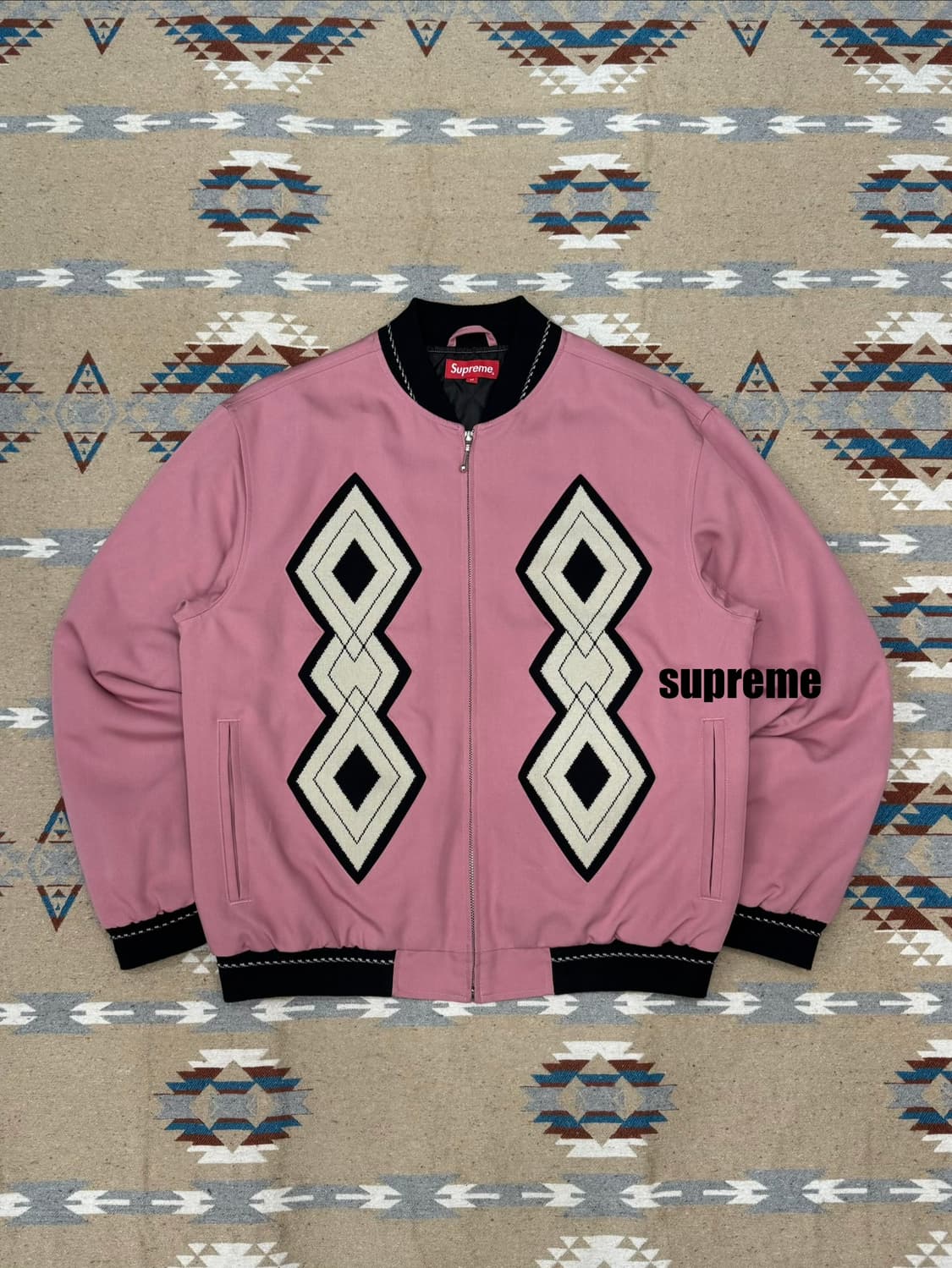 [M] 슈프림 다이아몬드 레이온 봄버 더스티 핑크  상품이미지1