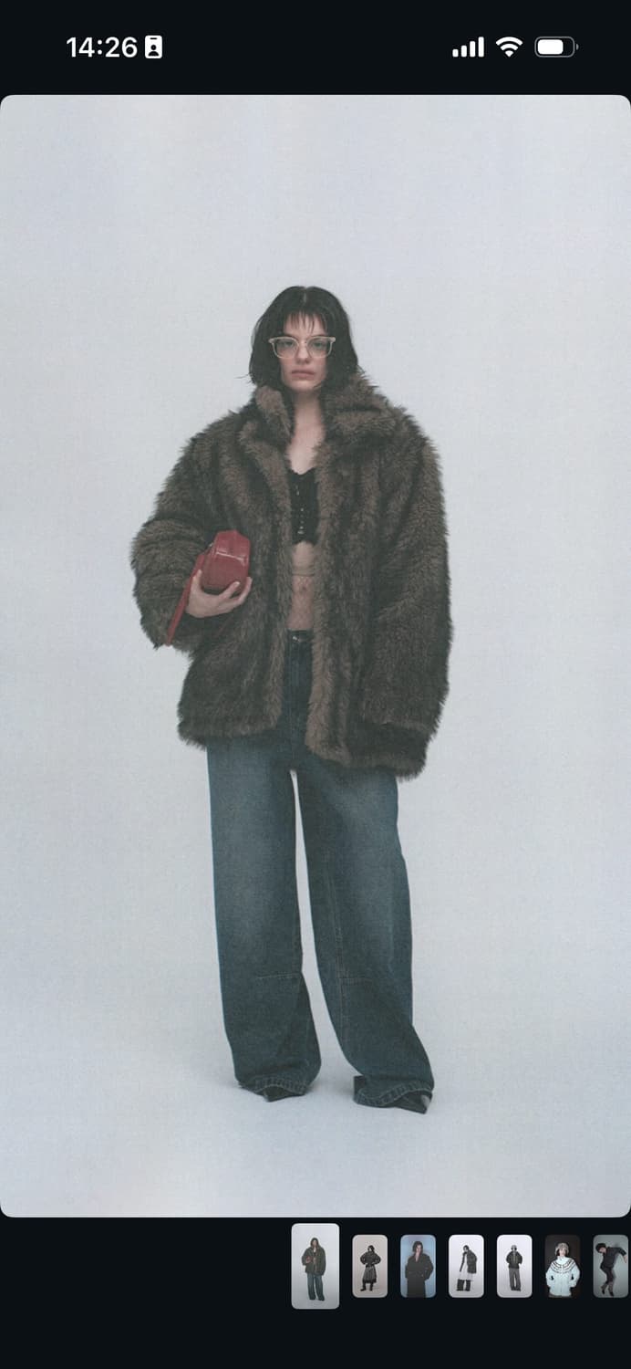 밀로 우먼 버클 롱 헤어 퍼 자켓 브라운 상품이미지1