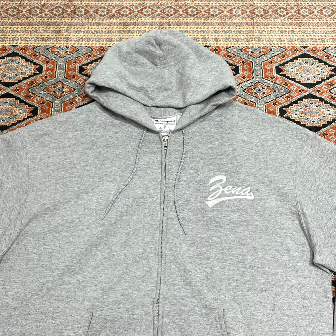 챔피온 자수 프린팅 그레이 기모 후드집업 남성XL 상품이미지2