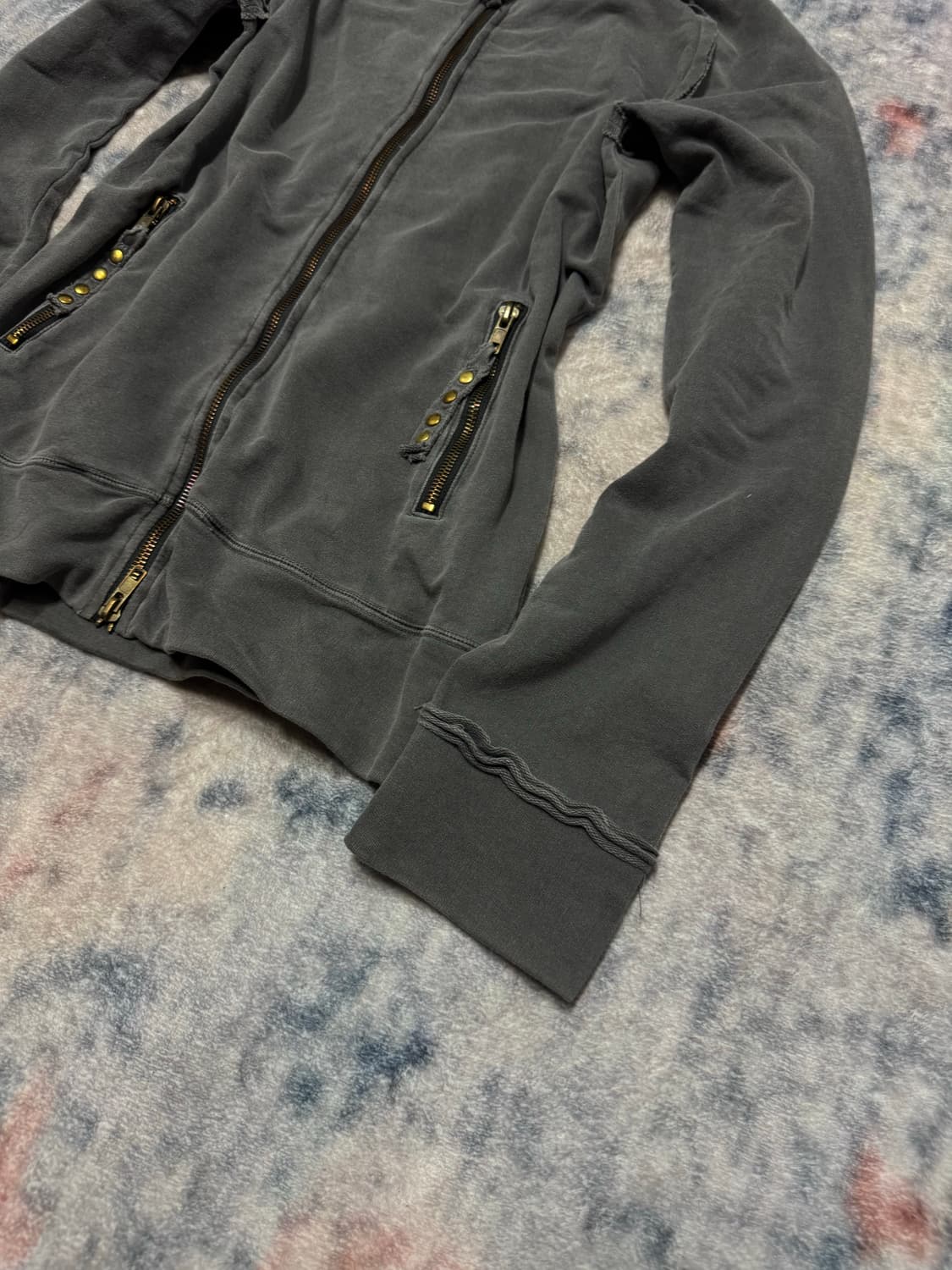 Casva 00s distressed stud grunge hoodie 상품이미지7