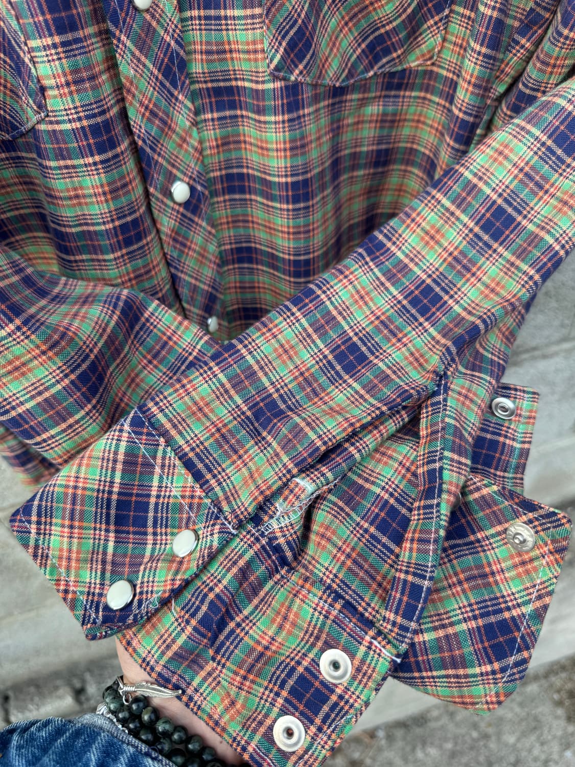 80s 랭글러 빈티지 체크 웨스턴 셔츠 m 상품이미지5