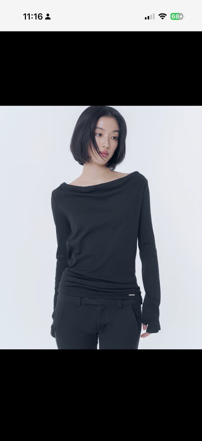 미세키서울 Cowl hoodie long sleeve BLACK 상품이미지1