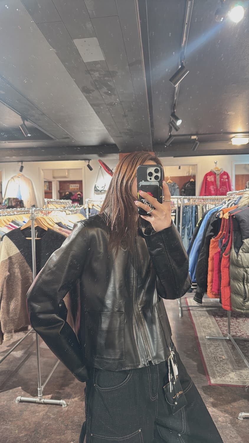 어라운드율 ar 블랙 레더 크롭 자켓 S 상품이미지7