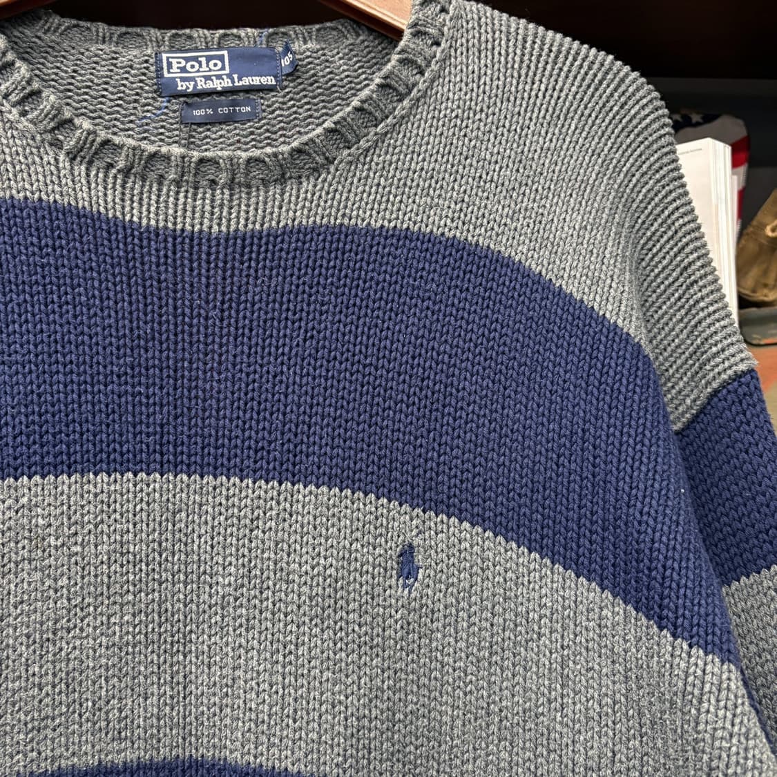 90s 폴로랄프로렌 오버핏 스트라이프 럭비 코튼니트 N184 상품이미지5