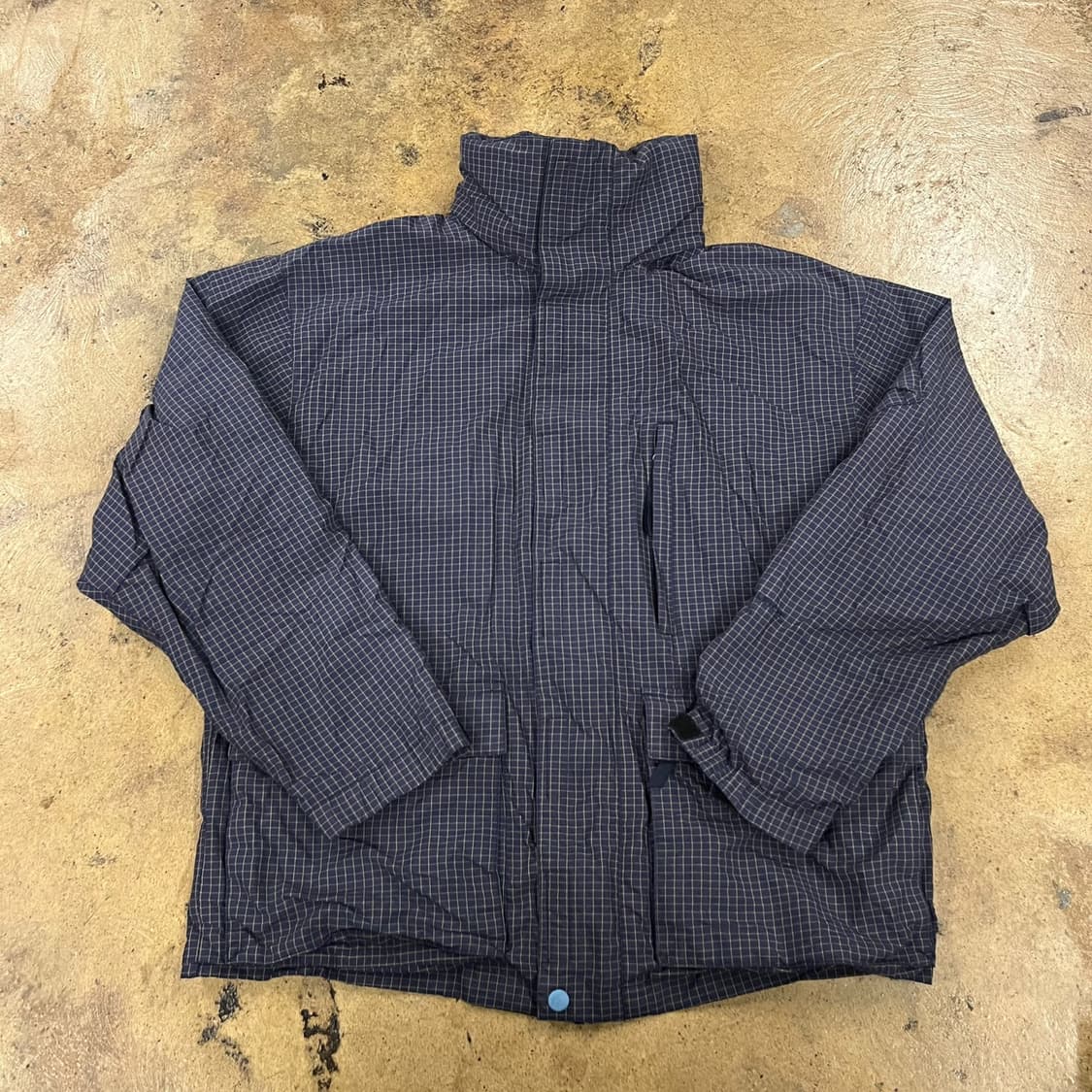 [정품/M] 울리치 네이비 체크 패턴 바람막이 자켓 b13 상품이미지2