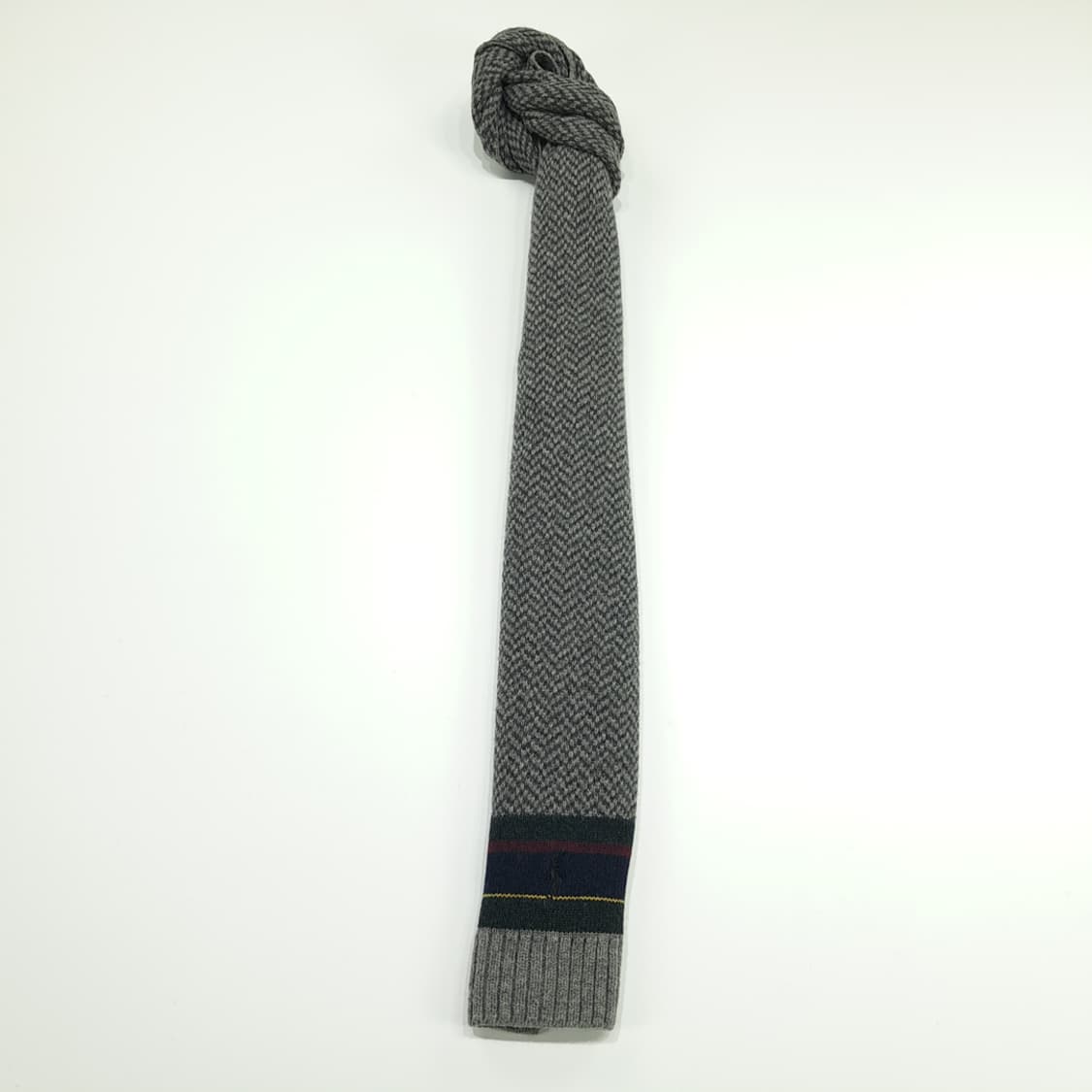 MX151 폴로 랄프로렌 그레이 헤링본 메리노울 니트 목도리 머플러 상품이미지3