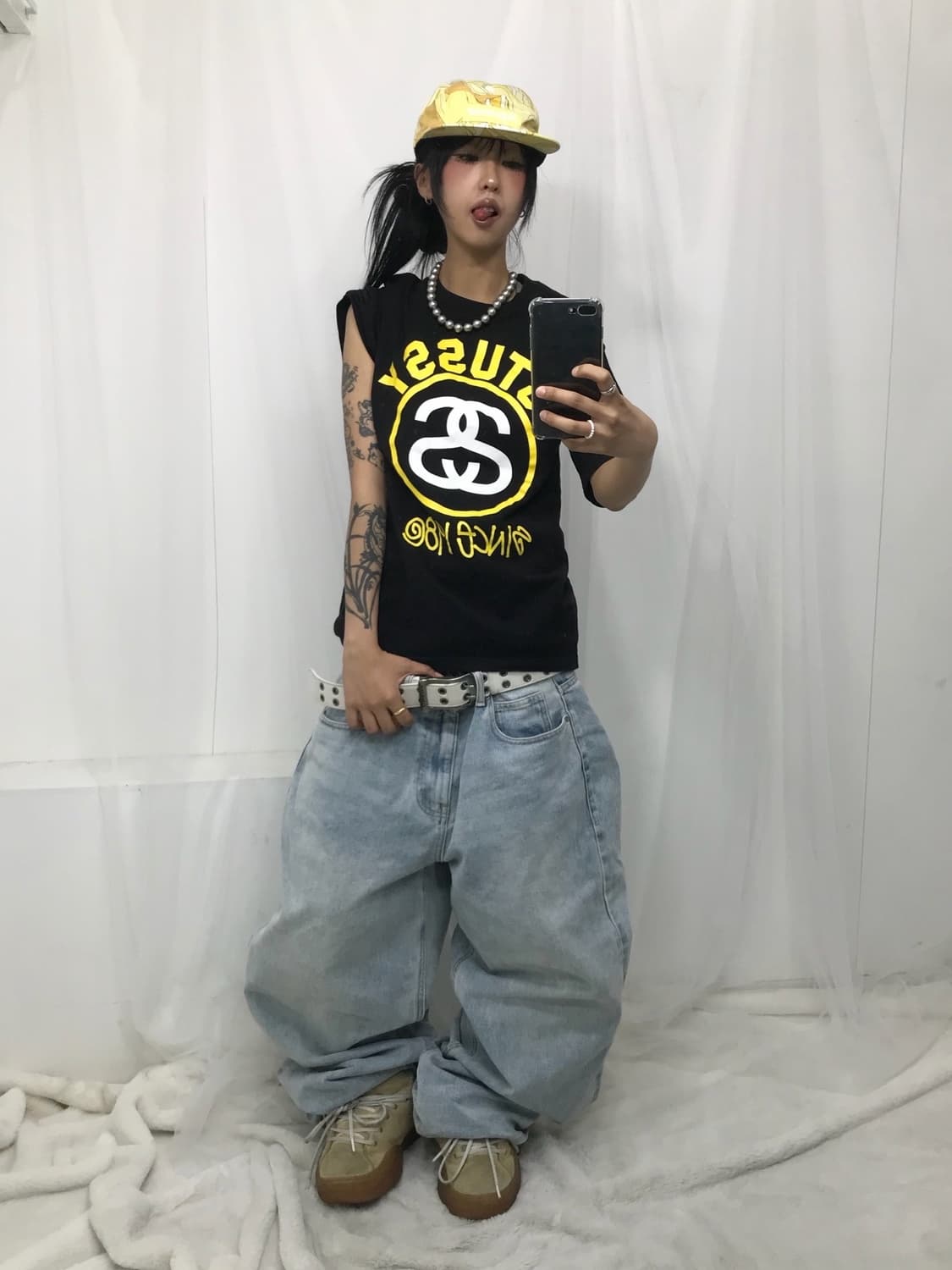 Stussy Yellow Logo T-shirt 상품이미지3