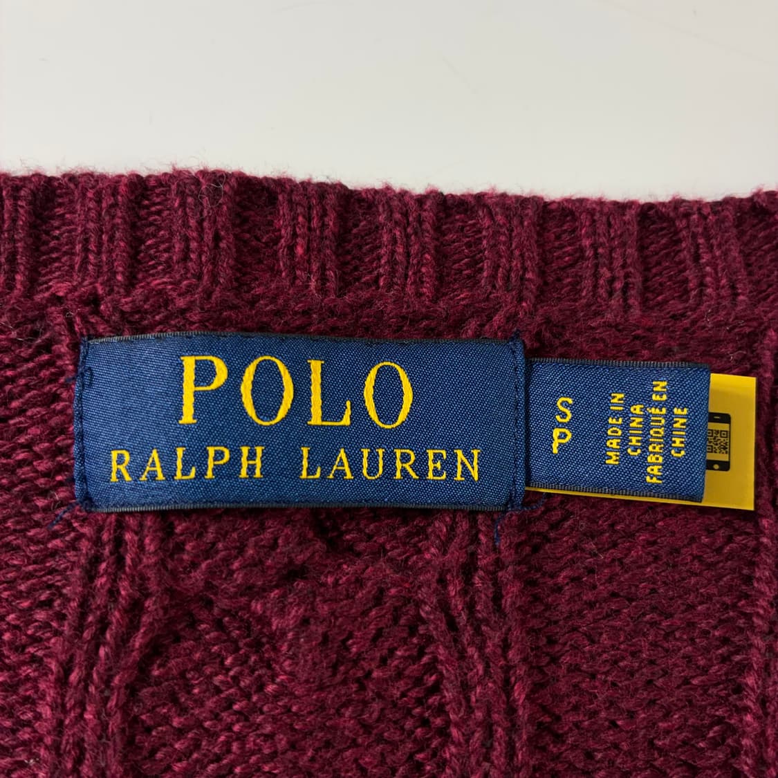 Polo  폴로 랄프로렌 신형 자수 코튼 버건디 꽈배기 니트  상품이미지4