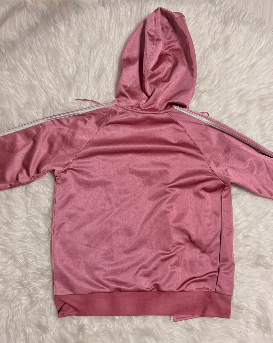 아디다스 새틴 로즈 핑크 큐빅 로고 삼선 트랙탑 져지 Y2K • 갸루 상품이미지3