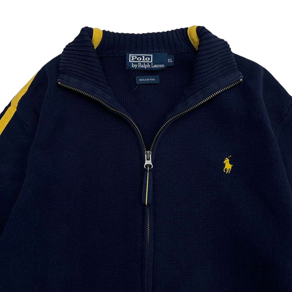 폴로 랄프로렌 옐로우포니 옐로우라인 네이비 투웨이 니트집업 XL 상품이미지3