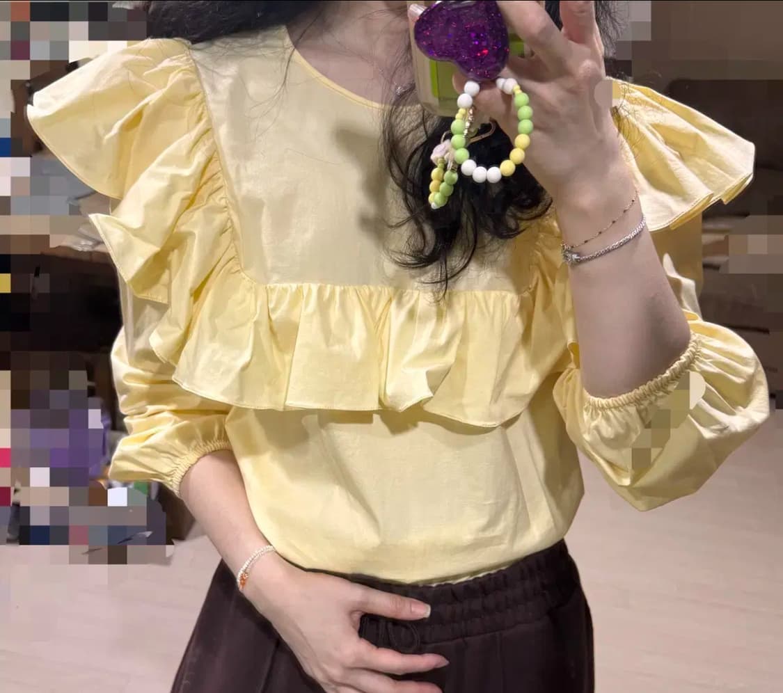 44 55 정품 로샤스 1회착용 프릴 숄더 셔츠 블라우스 상품이미지1