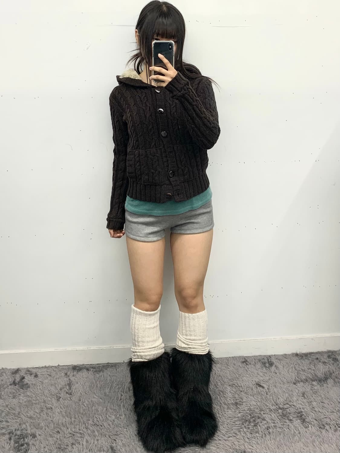 Gap 퍼 후드 가디건 상품이미지1