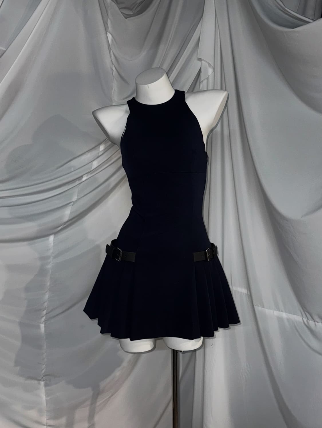 엑시즈팜 유카리깔 체크 네이비 공겜여주 프릴 코디세트  상품이미지2