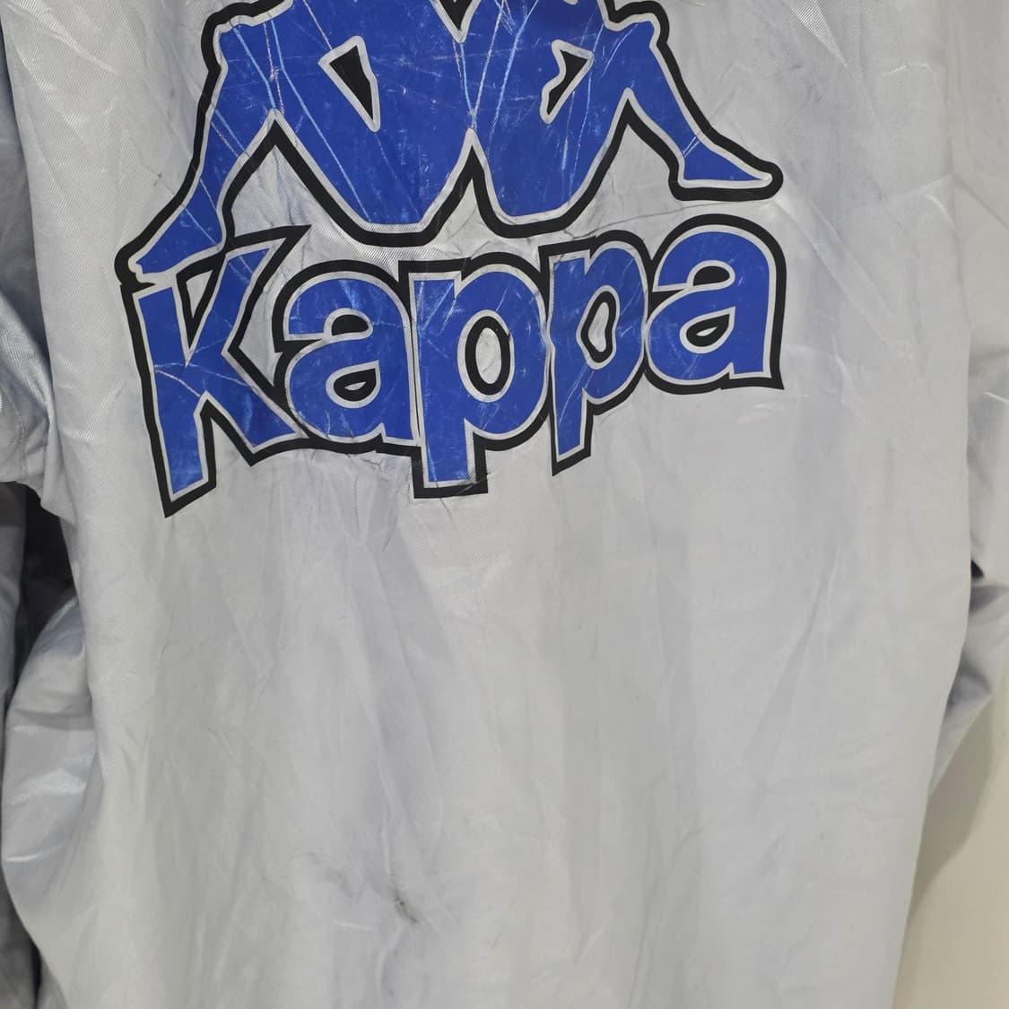 Kappa 일본판 빈티지)희귀실버x블루 올드스쿨 빅로고 후드 돕바 롱패딩 상품이미지4