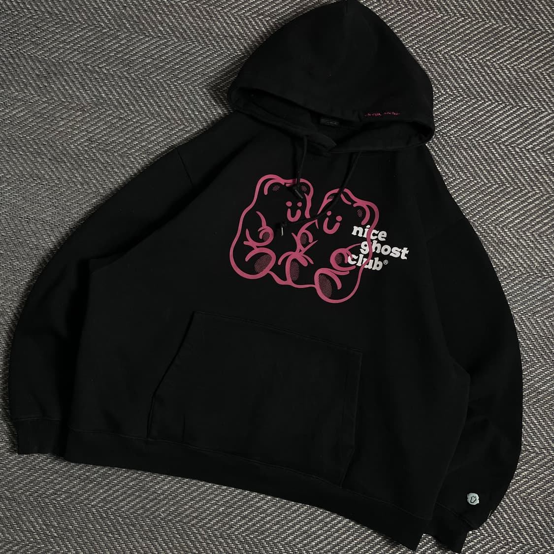 나이스고스트클럽 구미 베어&로고 박시핏 후드 집업 블랙y 4794 상품이미지1