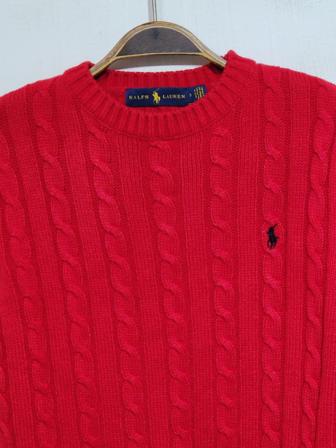 (M) 랄프로렌 폴로 꽈배기 니트 빨강 케이블 스웨터  상품이미지2