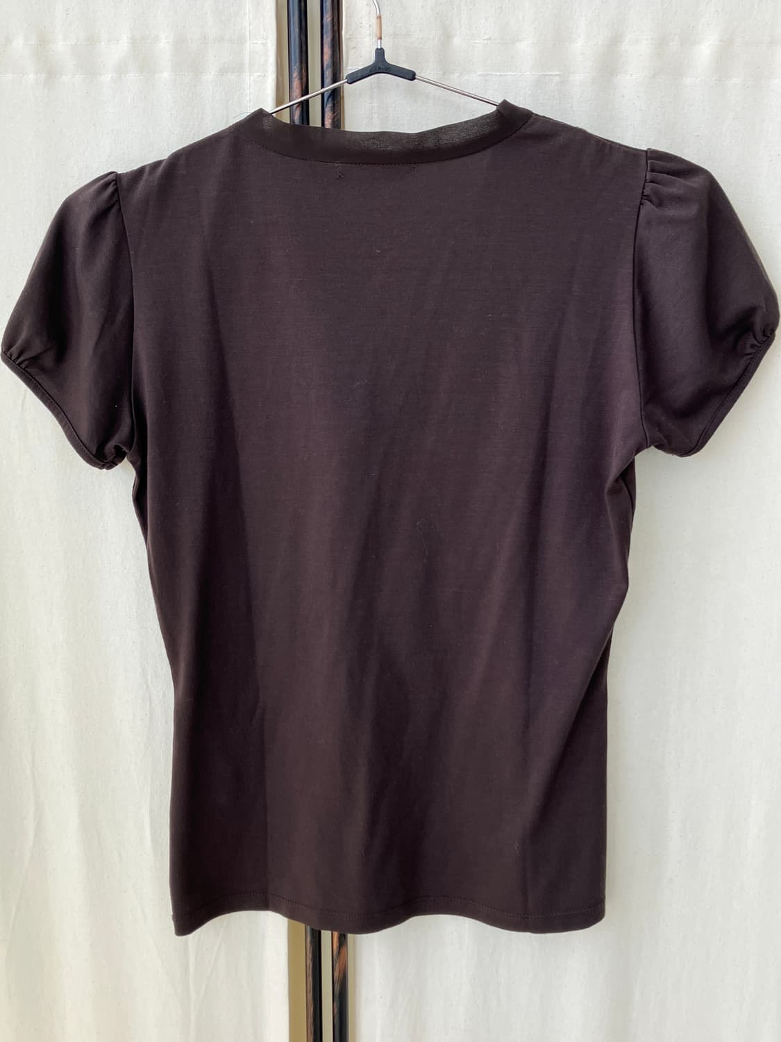 brown shirring ribbon half blouse 상품이미지5