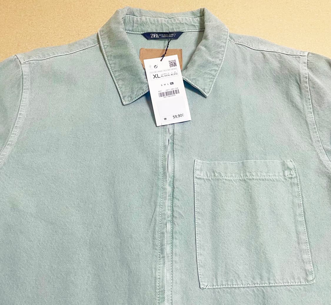 자라 ZARA 크롭 오버셔츠 자켓 라이트 그린 상품이미지5