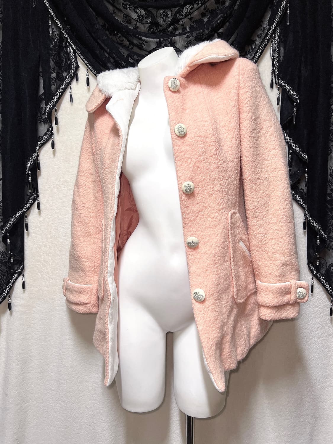 히메갸루 라떼 로맨틱 로걀 핑크 퍼후드 코트 자켓 러블리 핀터 하치 상품이미지9