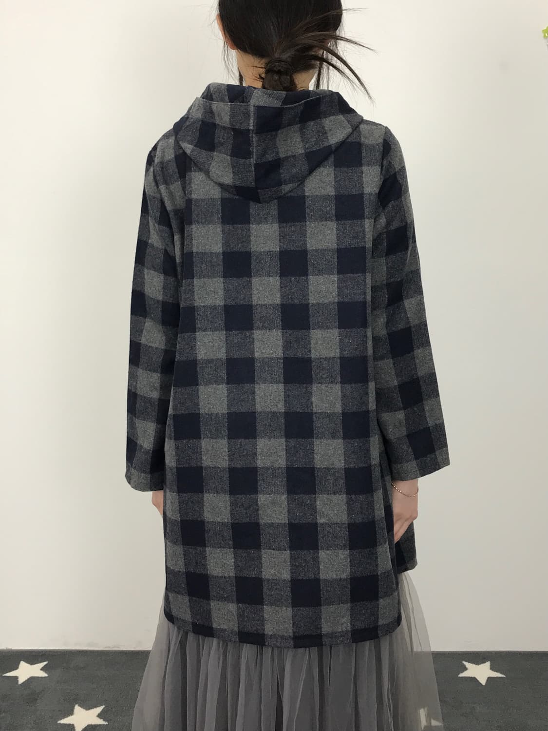 Jpn Plaid A-Line Button Coat 상품이미지3