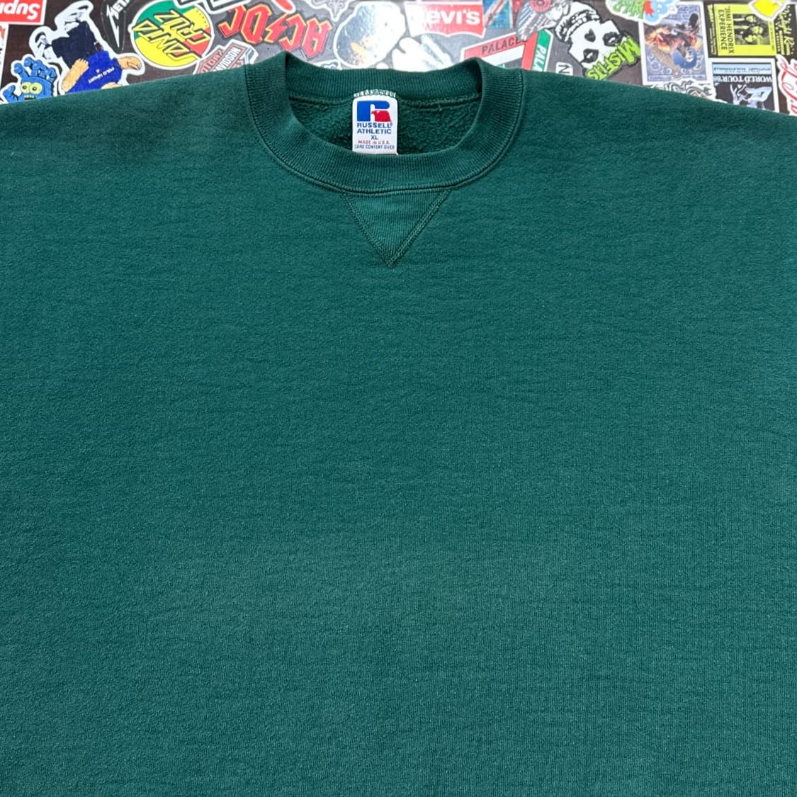 90s USA 러셀 그린 블랭크 스웻셔츠 XL 상품이미지4