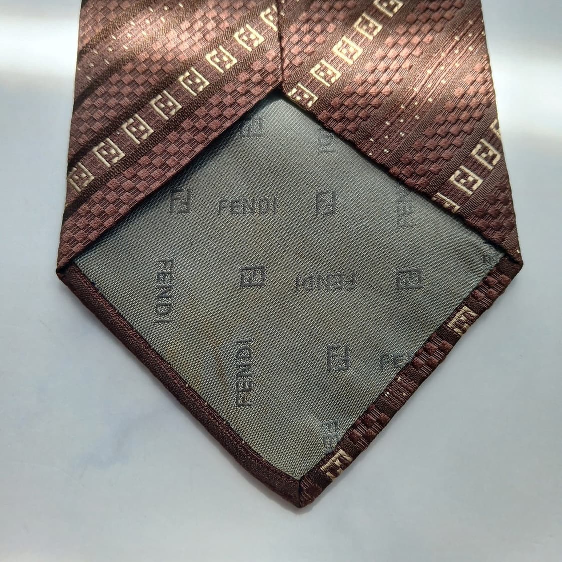 펜디 실크 브라운 FF 로고 패턴 넥타이 10cm A등급 A18476
 상품이미지7