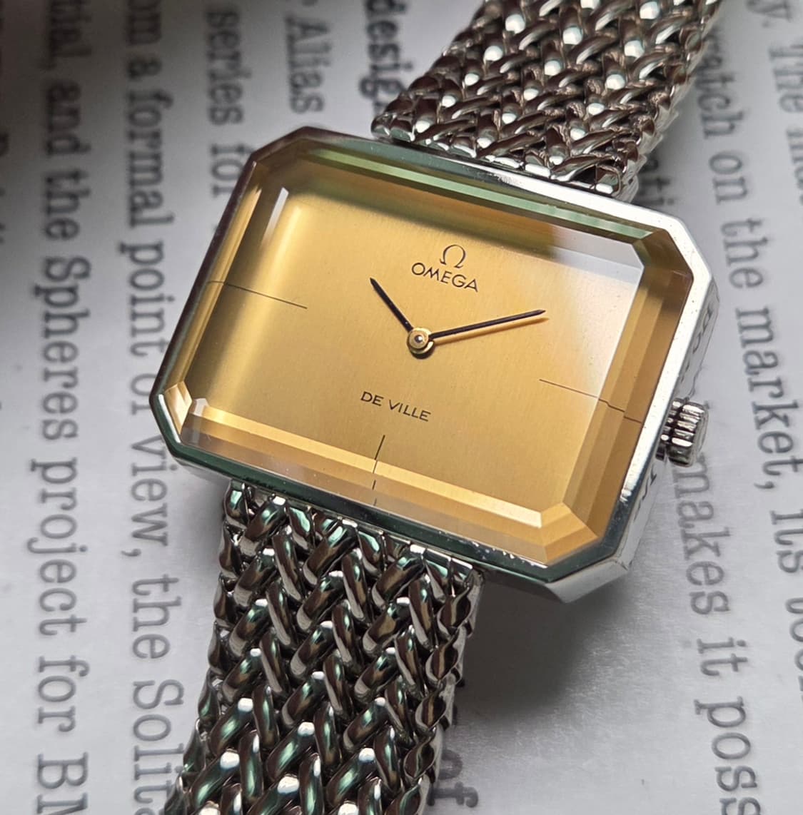 레어] 빈티지 오메가 드빌 사각탱크 샴골판 각유리 남성용 브레이슬릿 ve 상품이미지9