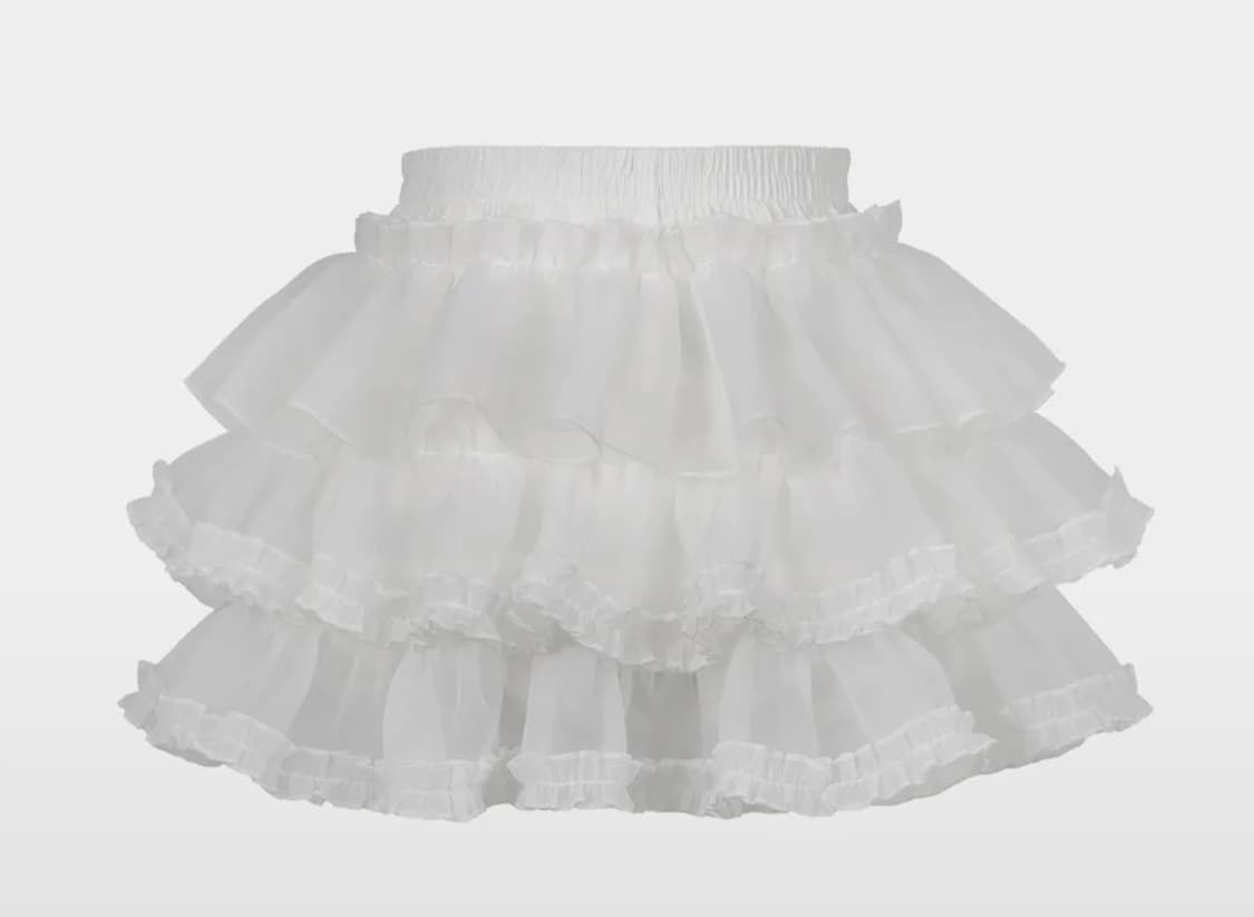 러프넥 튜튜 팬츠 스커트 화이트 상품이미지1