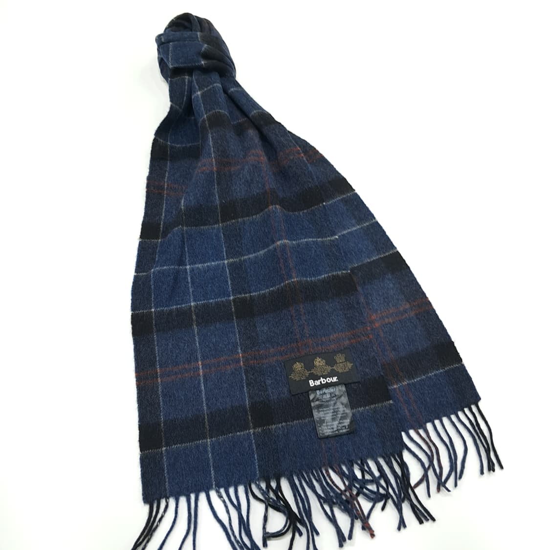 MX277 바버 네이비블랙 타탄체크 메리노울 캐시미어 목도리 머플러 상품이미지3
