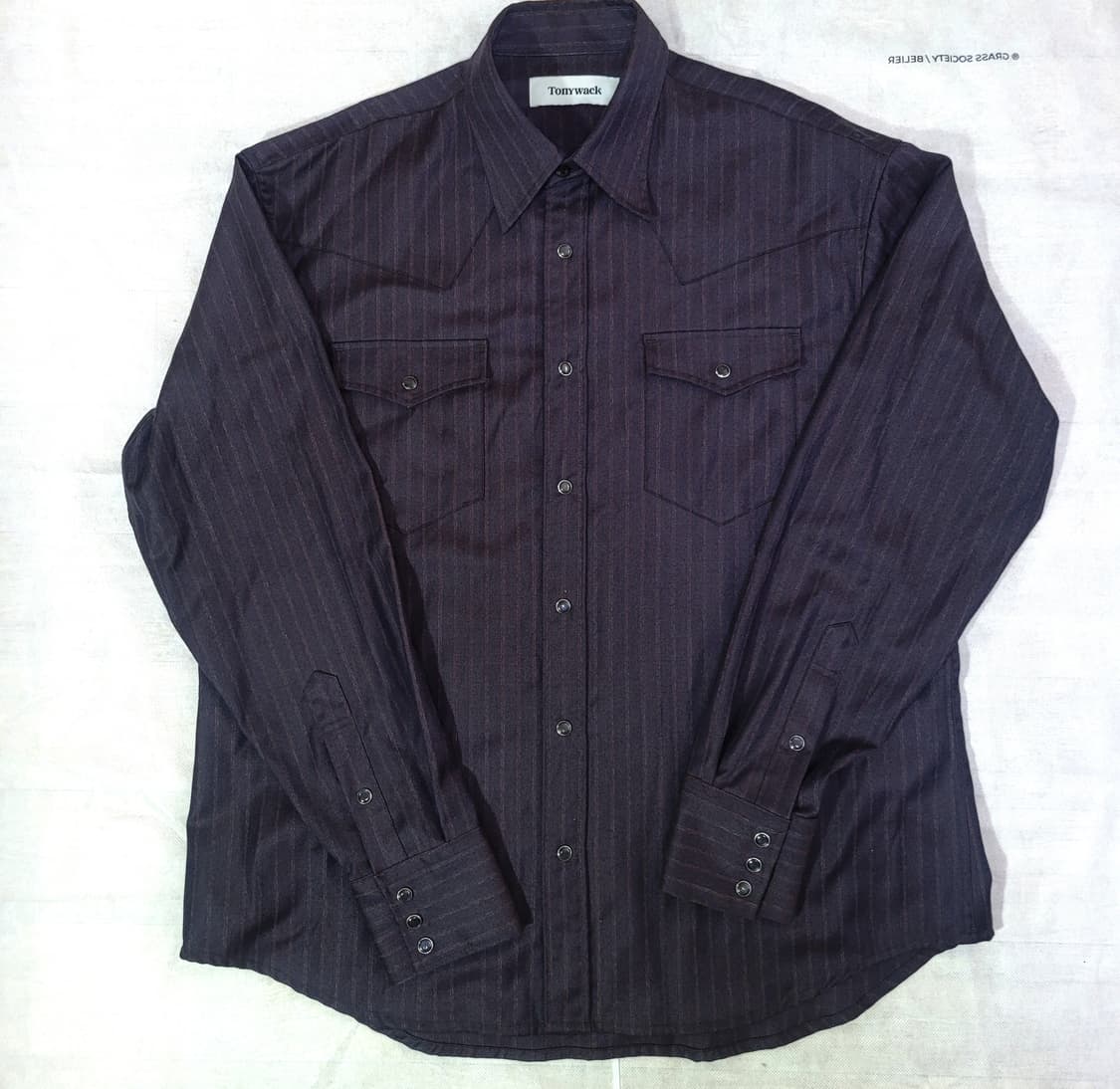 토니웩 스트라이프 울 웨스턴 셔츠 버건디 XL 상품이미지2