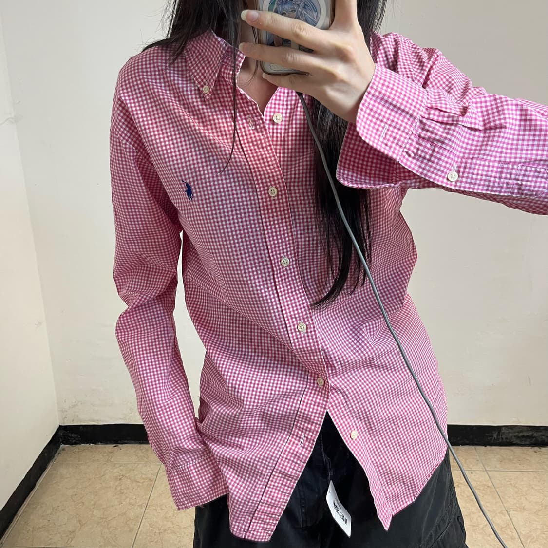 Polo  pink Gingham Check Shirts 상품이미지3