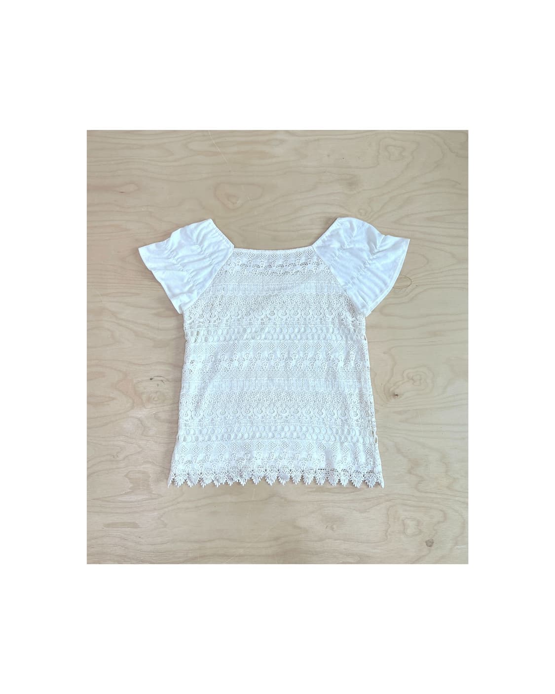 빈티지 화이트 크로셰 셔링 티셔츠 상품이미지3