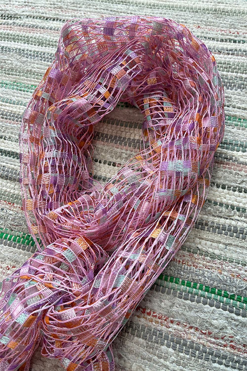 Pink Multi Sheer Fringe Scarf 상품이미지2