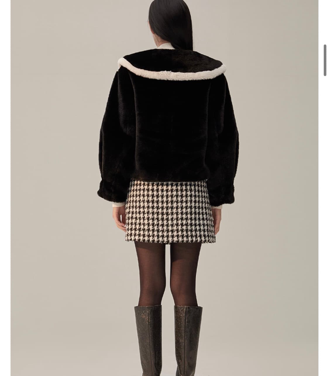 [새상품]미쏘 빅카라 퍼 숏 자켓 블랙 M 상품이미지3